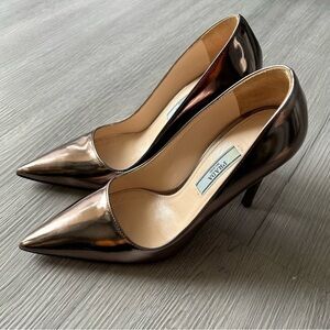 [34] Authentic Prada Champagne Metallic Calzature Donna Pump Custom Initials FJ